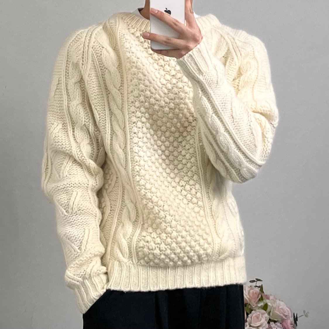 울 100 꽈배기 니트 (남녀공용 상품이미지1