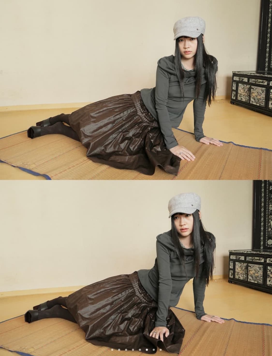 콜로신스 핀턱 미디 스커트 M 상품이미지2