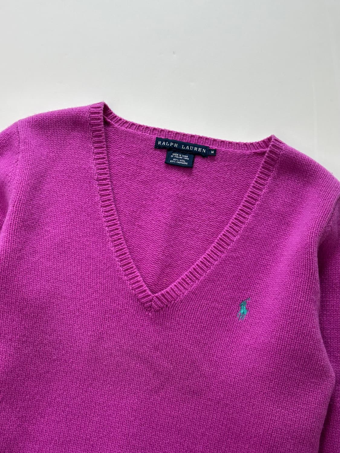 Polo 랄프로렌 울 캐시미어 핑크 브이넥 니트 상품이미지4