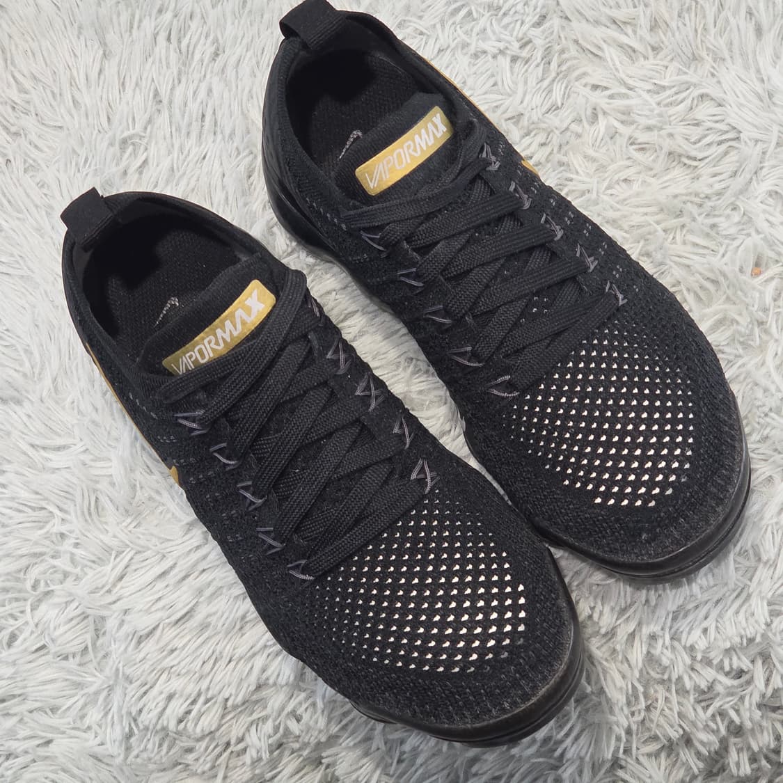 6q-25:나이키 에어 베이퍼맥스 플라이니트 2 블랙-골드 (23 cm) 상품이미지5