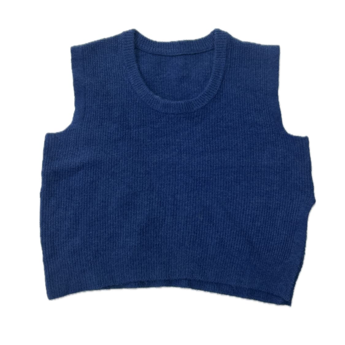 빈티지 블루 u넥 크롭 니트 조끼 상품이미지1