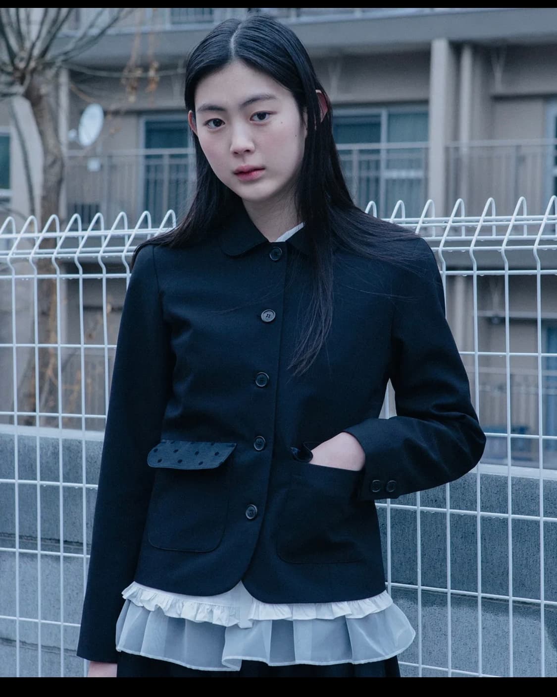 도트자켓 dot round collar jacket 블랙 상품이미지2