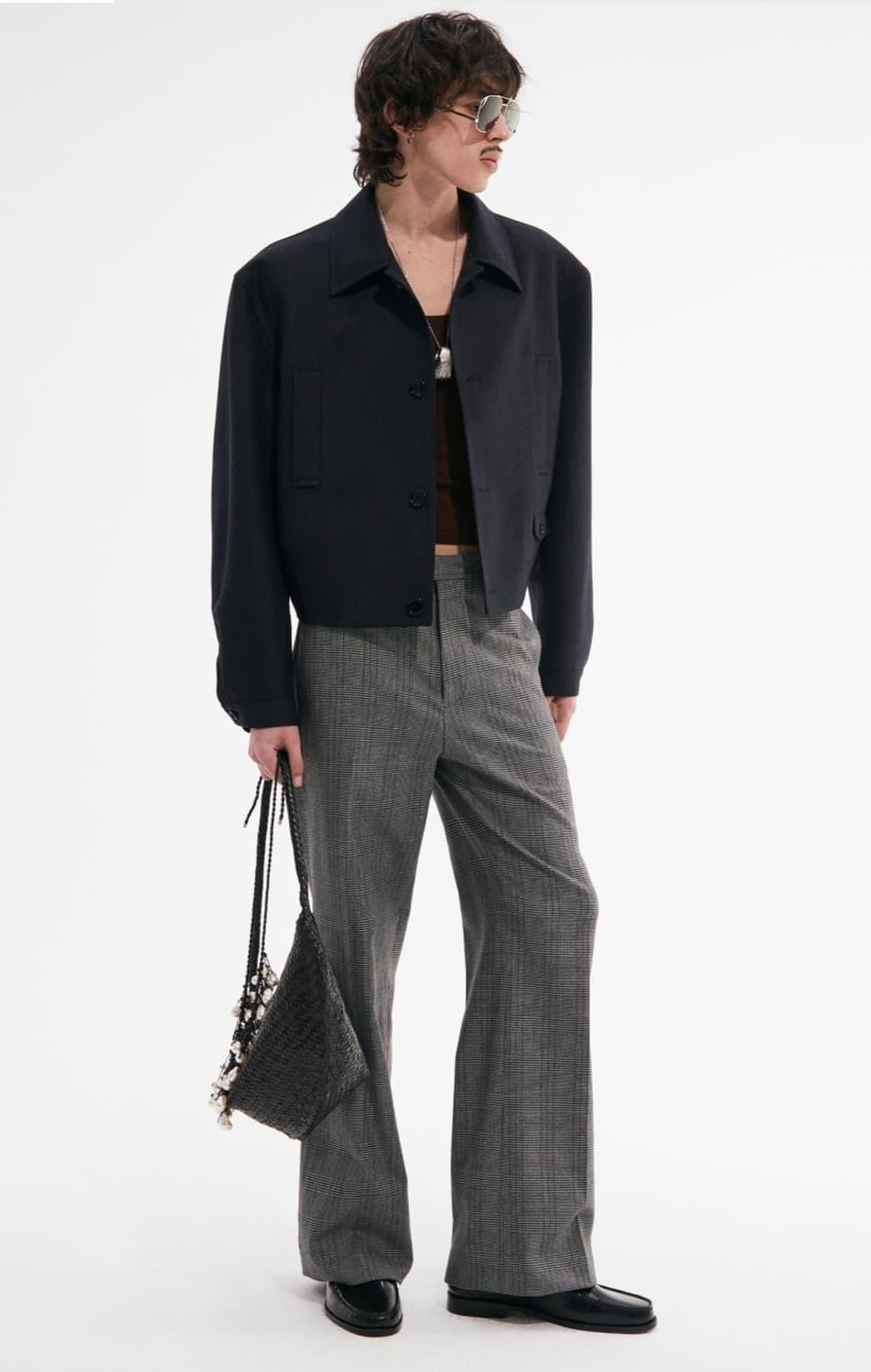 CARNABY FLARED WOOL TROUSERS GLEN CHECK 상품이미지2