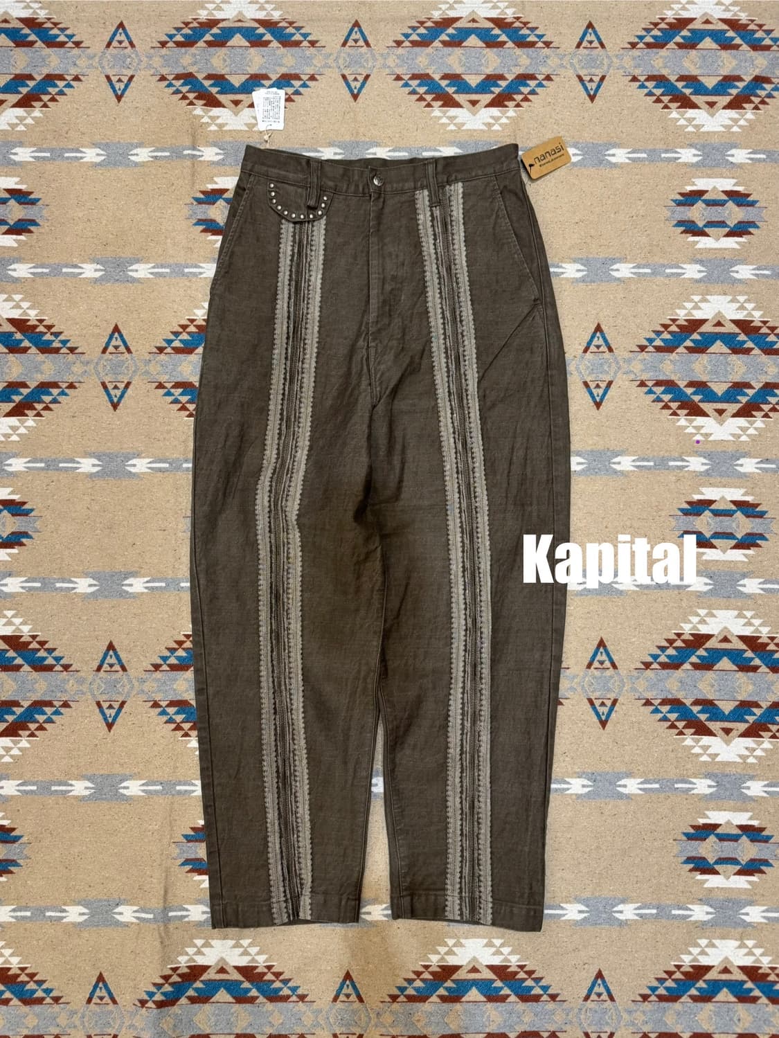 [3][L] 캐피탈 12oz 야가스리 자카드 데님 팬츠 카키  상품이미지1