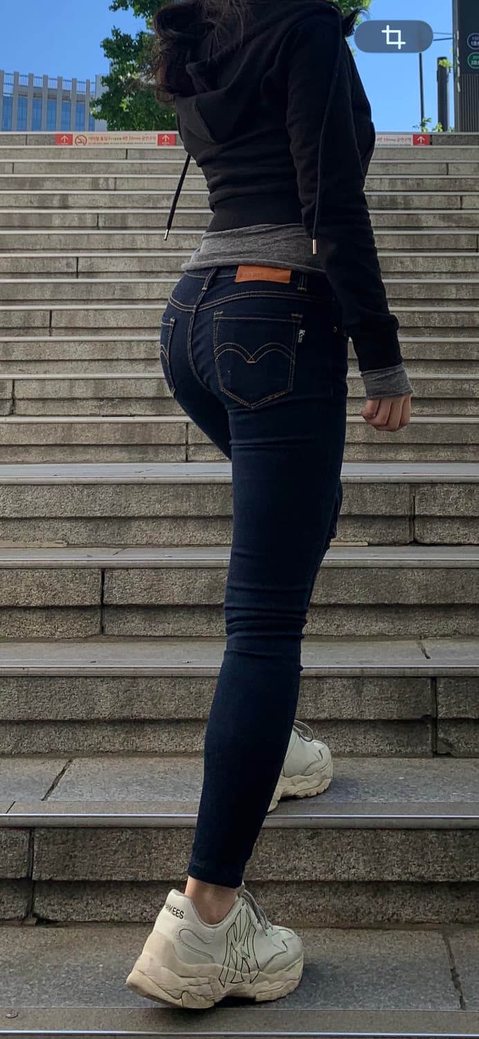 로우라이즈 진청데님팬츠 스키니진 블랙진 상품이미지7