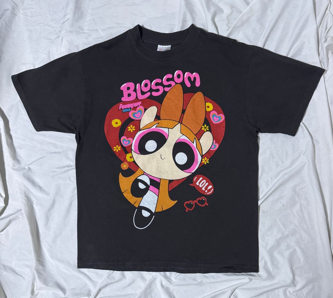 파워퍼프걸 블로섬 캐릭터 양면 프린트 티셔츠 y2k 상품이미지1