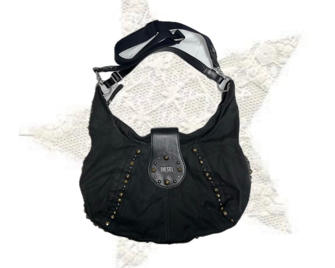 디젤 초희귀 블랙 스터드 가죽 숄더백 크로스백 가방 상품이미지1