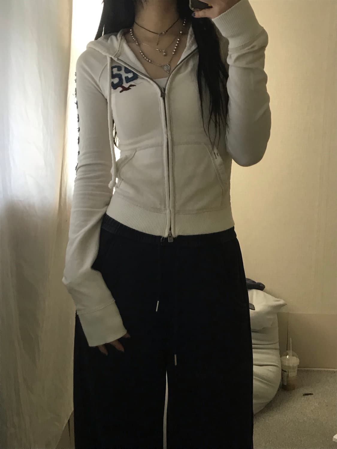 홀리스터 아이보리 딱붙핏 후드집업 상품이미지2