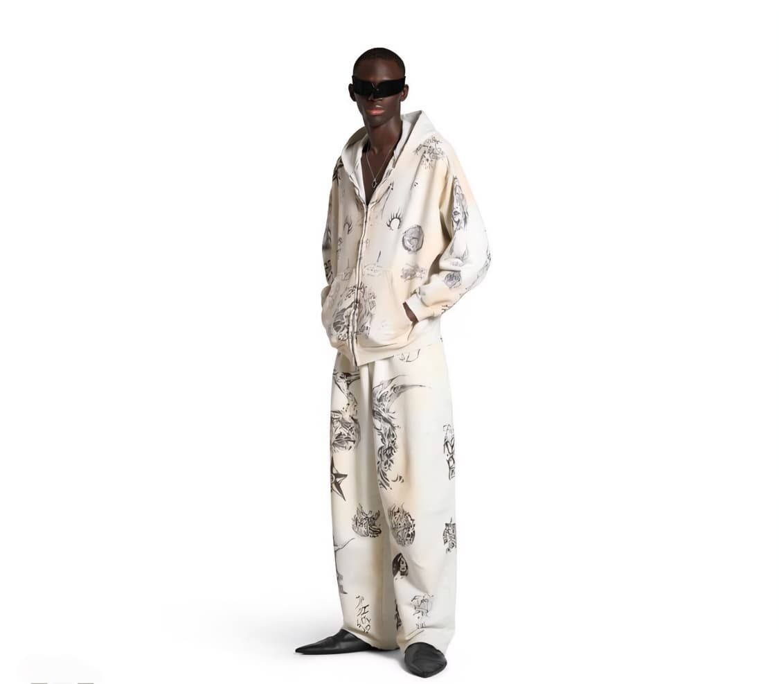 발렌시아가 타투 후드 집업 티셔츠 긴팔 로고 후디 티 상품이미지6