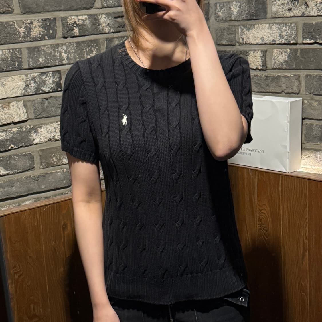 M) 폴로 랄프로렌 피마코튼 케이블 반팔 니트 신형 큐알탭 상품이미지9