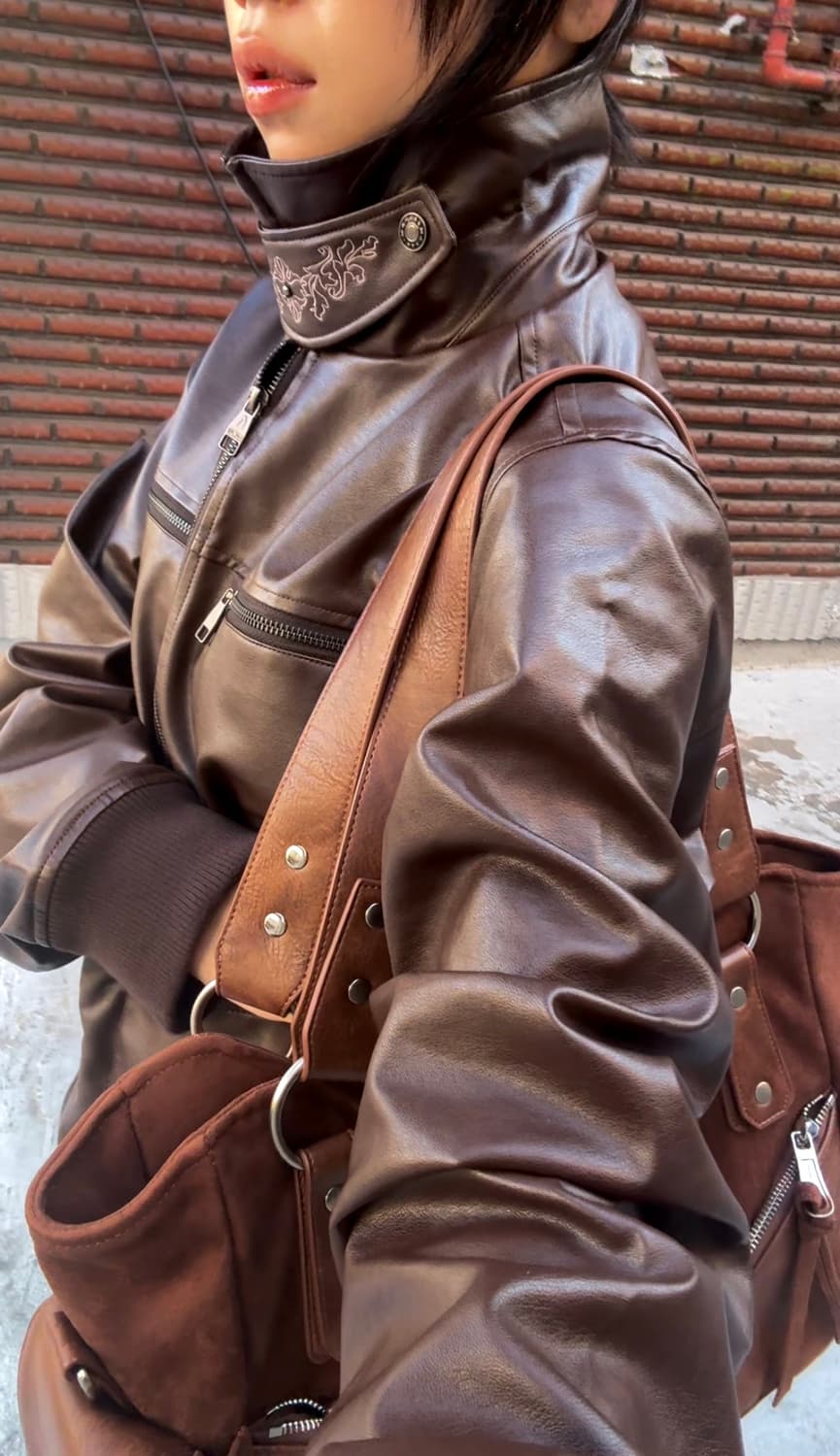 Western Collar Leather Jacket 2size 상품이미지3