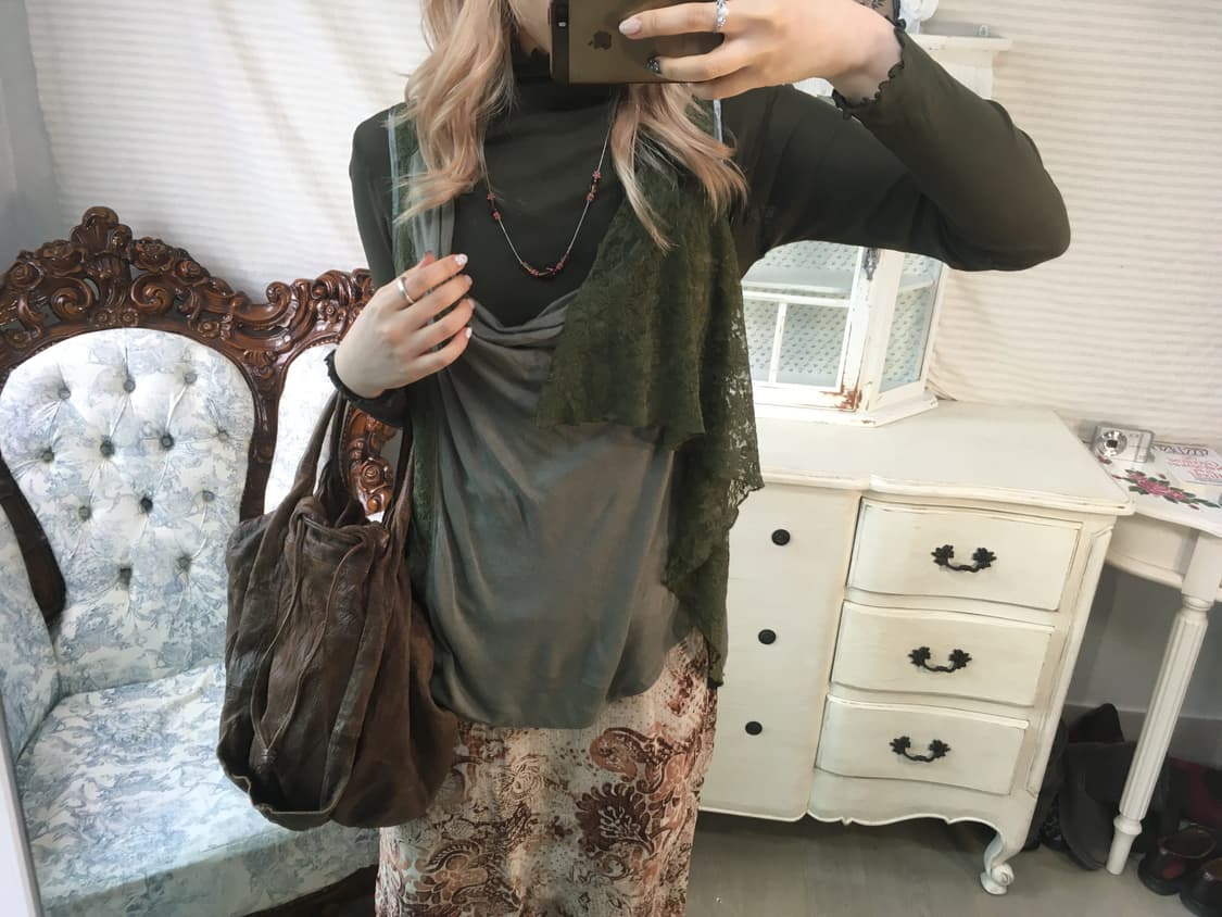 Set)카키 아카이브 레이어드 슬리브리스+카키 블라우스 상품이미지3