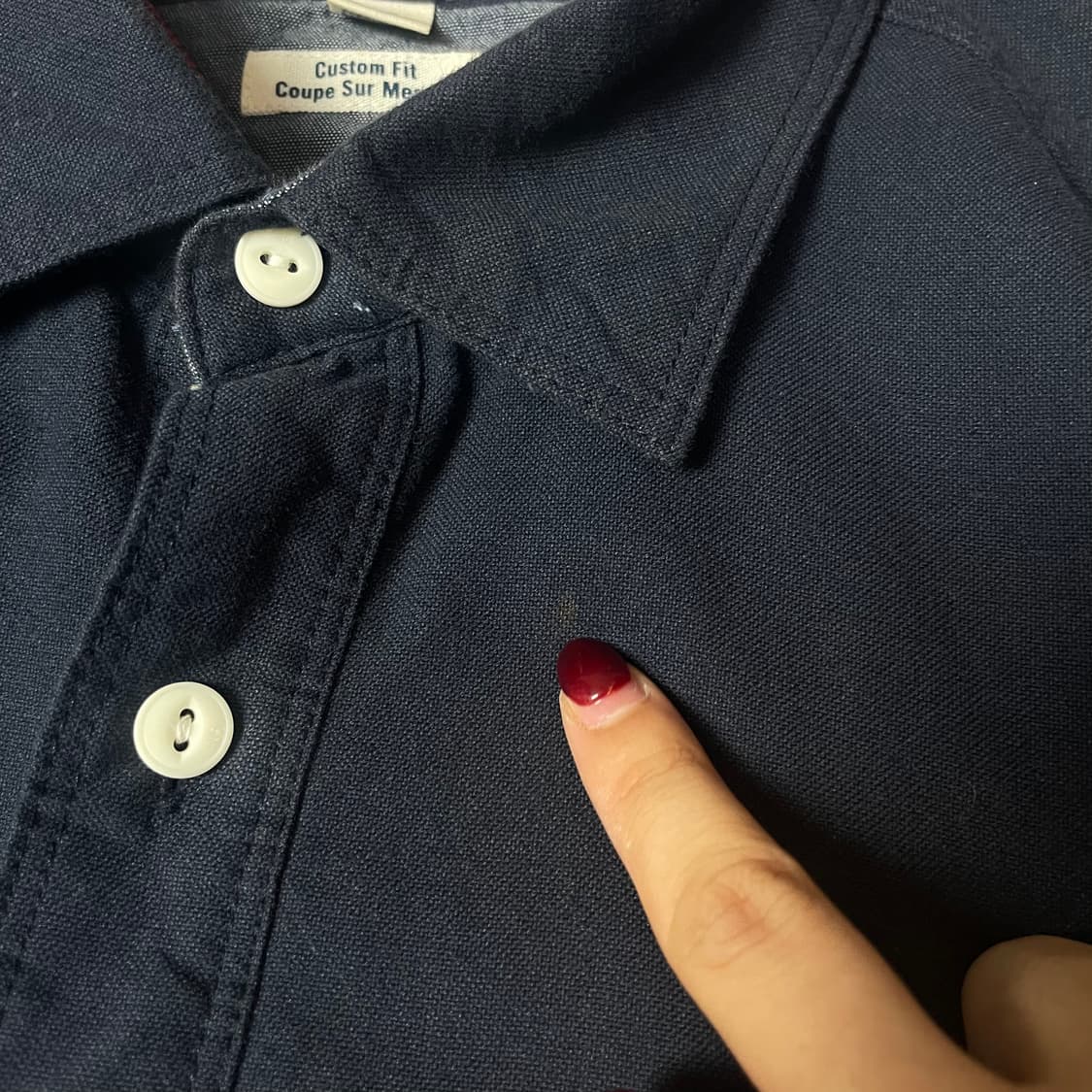 타미힐피거 네이비 핑크 화이트 심플 단가라 S 커스텀핏 상품이미지5