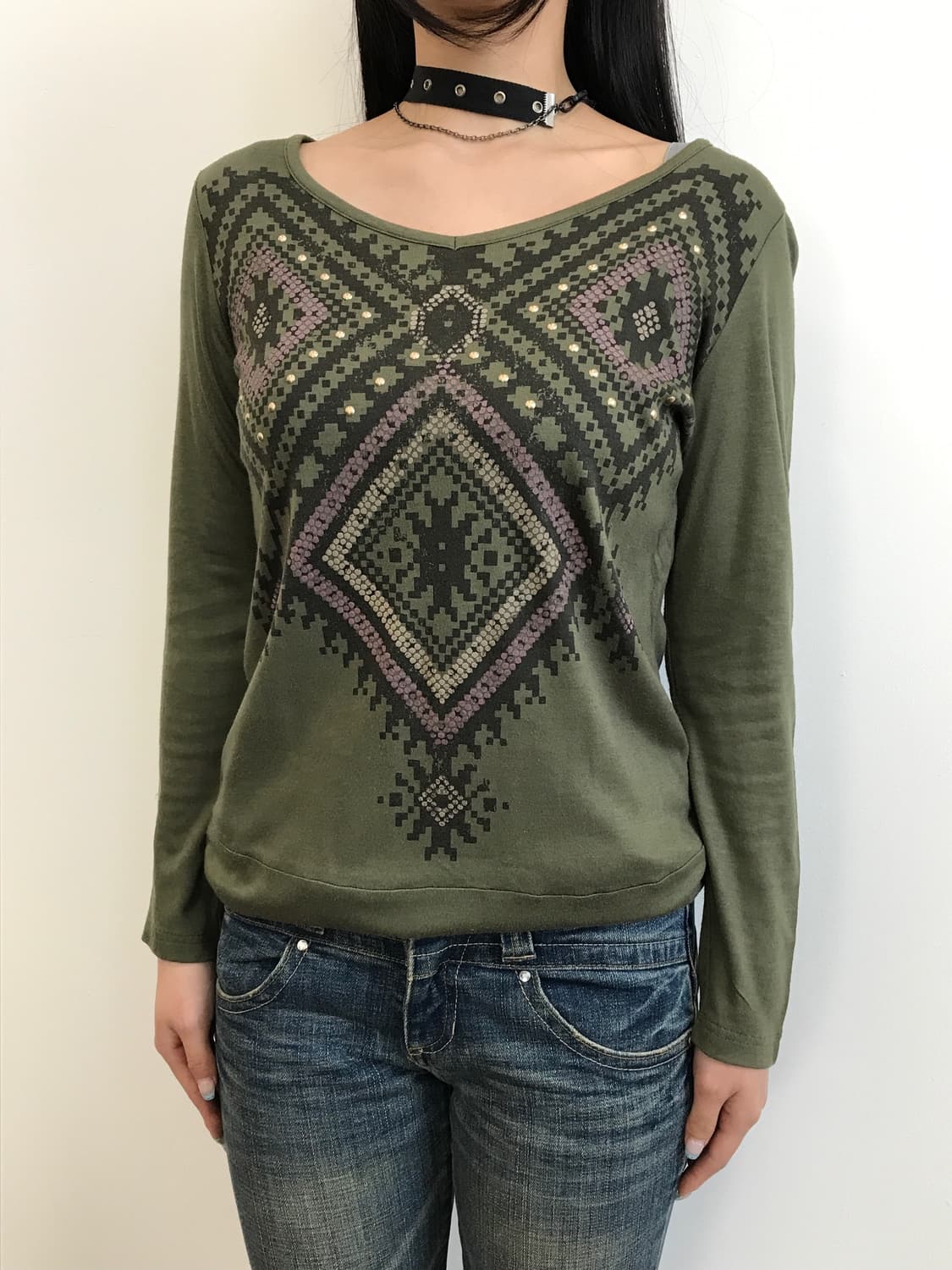 Jpn Khaki Studs Graphic Long Sleeve 상품이미지2