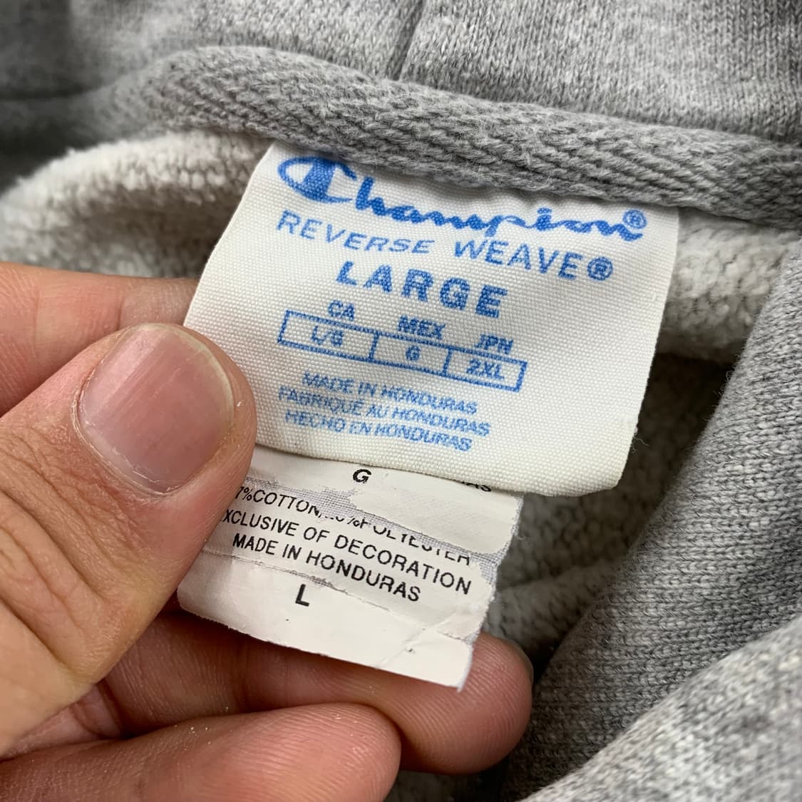 챔피온 리버스위브 스펠아웃 로고 후드티 멜란지 그레이 상품이미지6