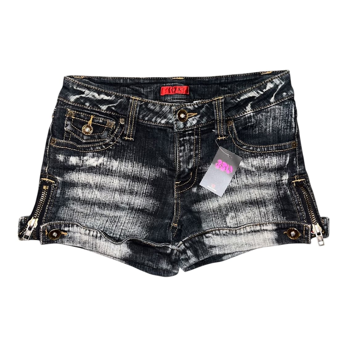 사이드 지퍼포인트 데님 숏팬츠 갸루y2k펑크 상품이미지1