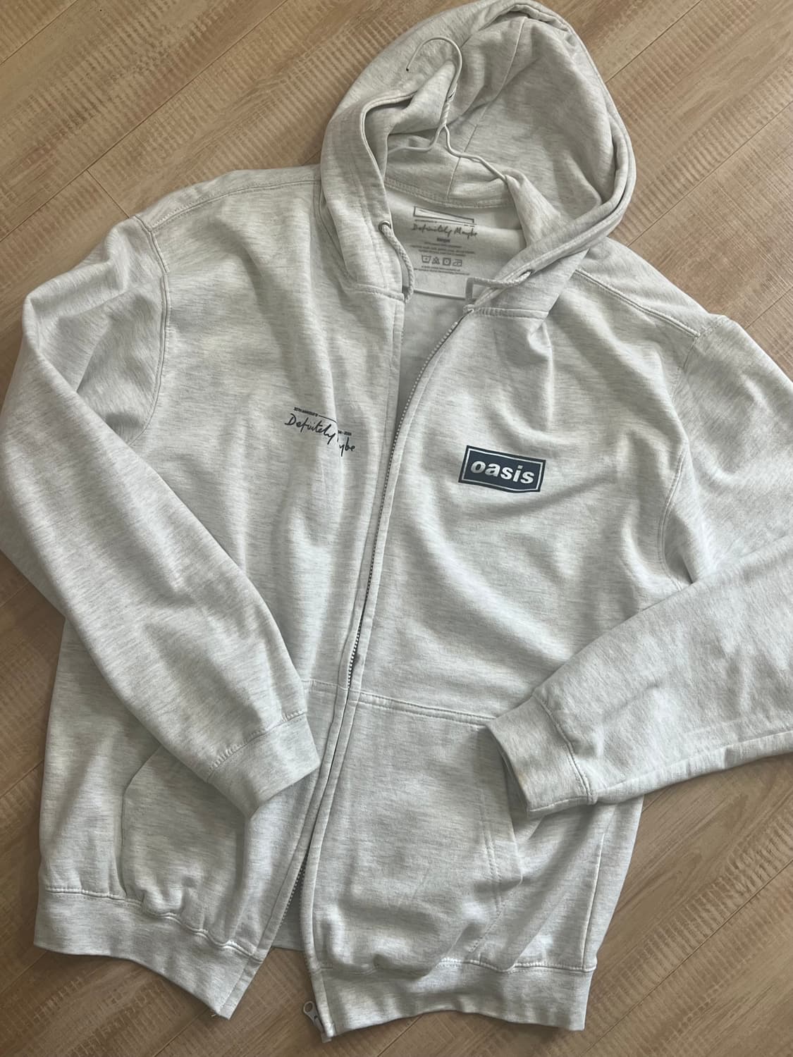 오아시스 로고 트랙리스트 후드집업 L 멜란지 화이트 상품이미지1
