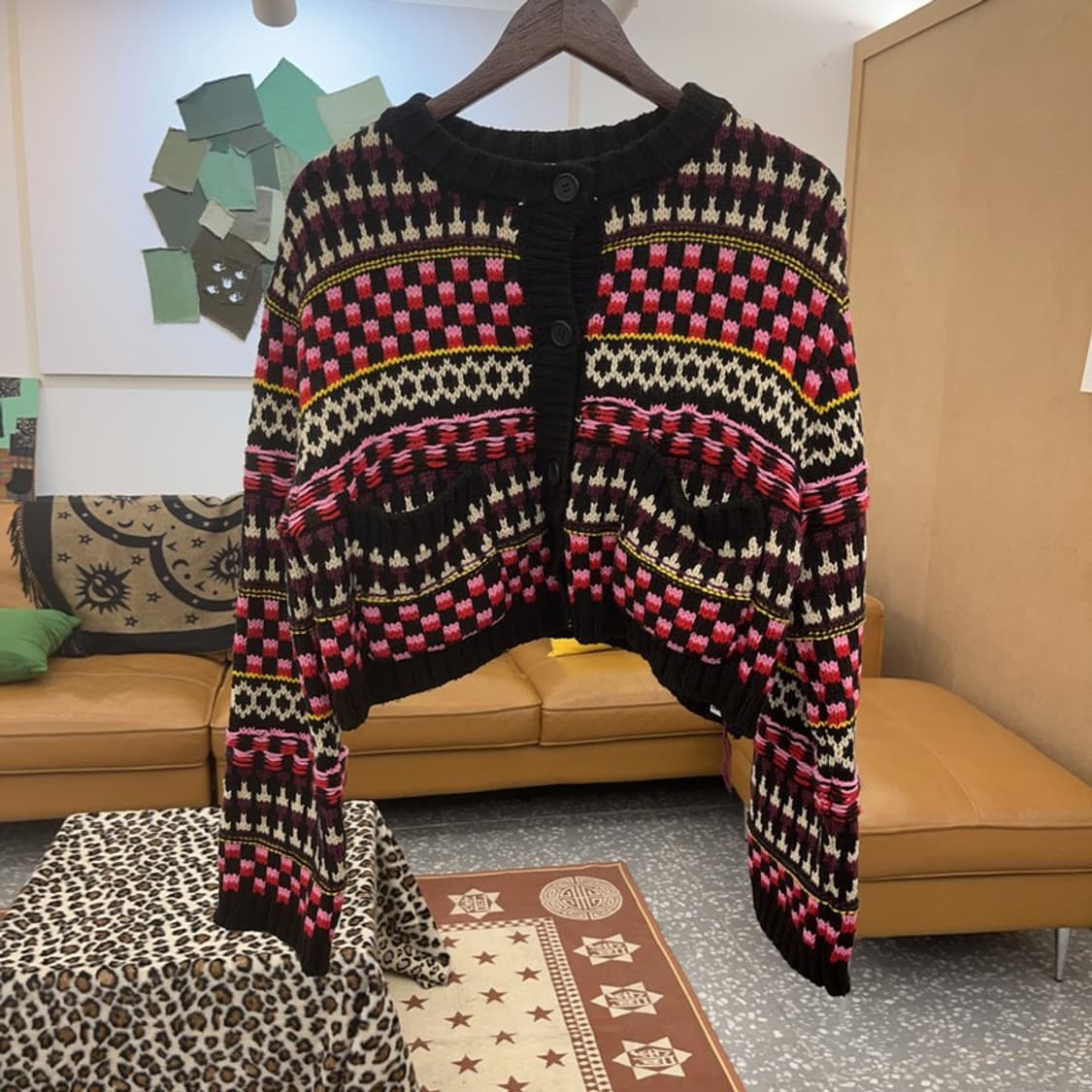 자라 자카드 히피 보헤미안 펑크키치 뜨개 가디건 L C09474 상품이미지3
