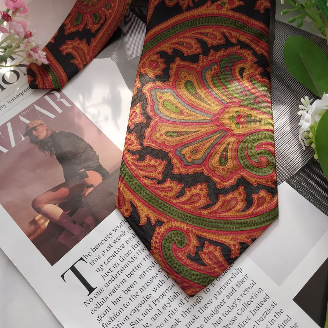 아쿠아스큐텀 실크 블랙 페이즐리 넥타이 9.5cm A+등급 K1521
 상품이미지5