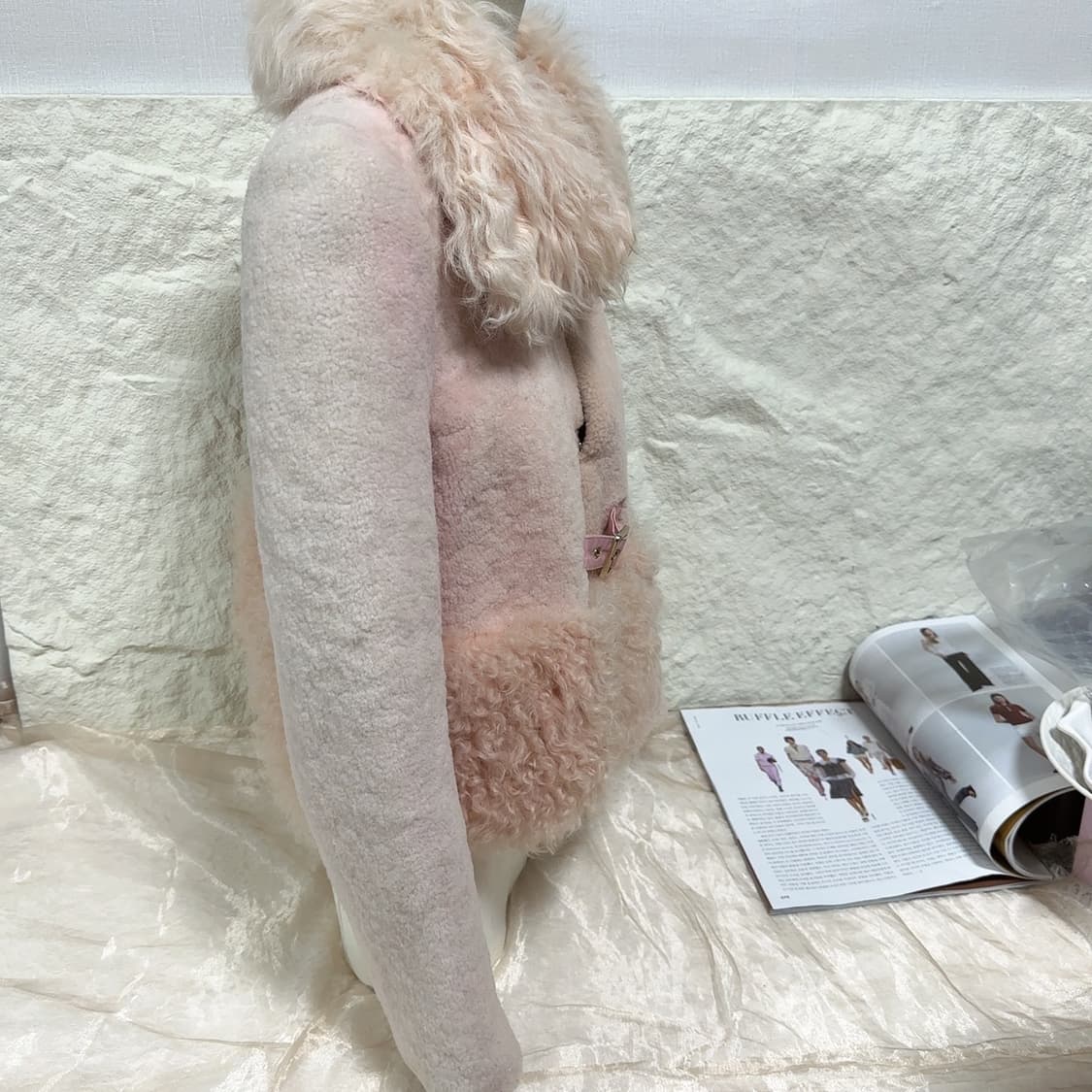 빈티지 연한 핑크 토스카나+메리노 양털 양가죽 무스탕 상품이미지2