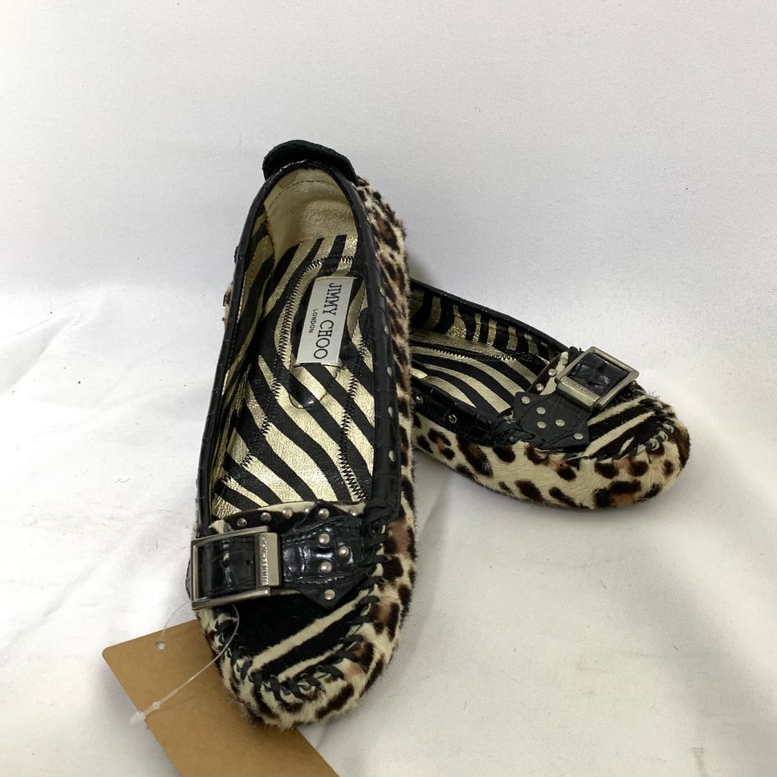 지미추 레오파드 퍼 스터드 벨트 플랫슈즈 225-230 쥬시꾸뛰르갸루st 상품이미지8