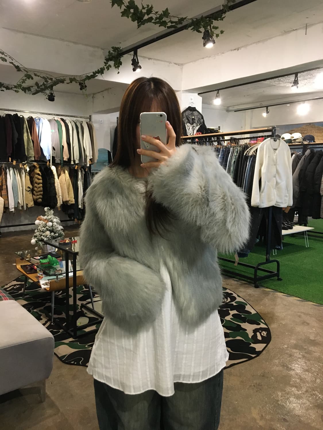 은빛 그레이 퍼 자켓 상품이미지1