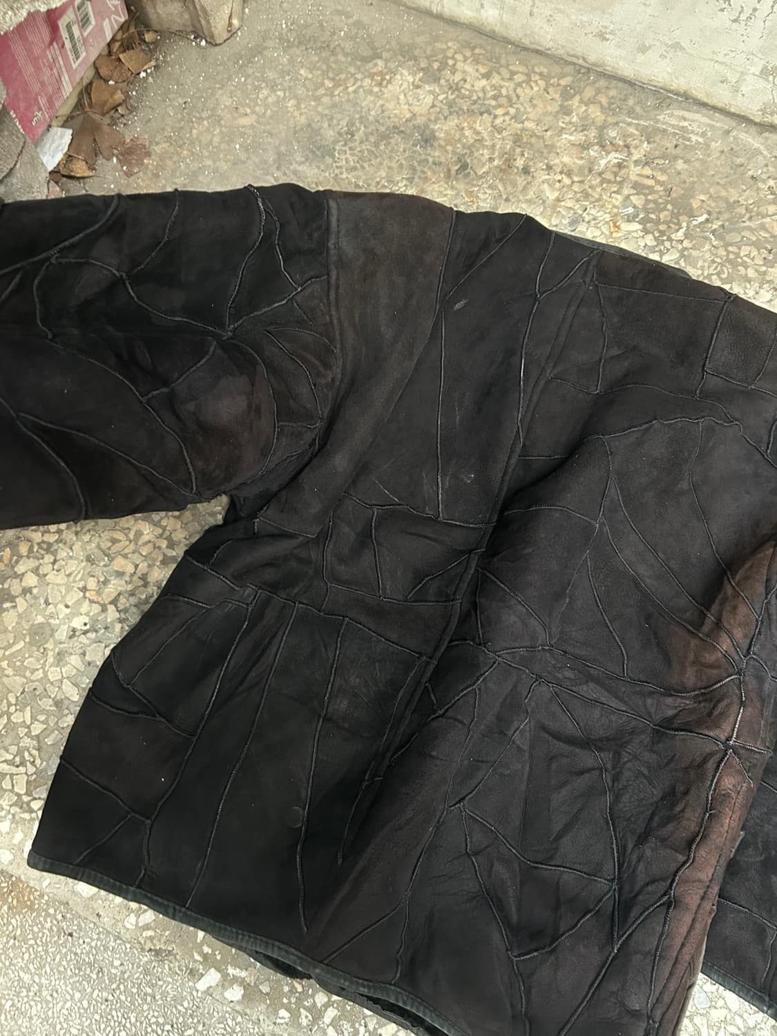 1980s issey miyake 레더 시어링 블랙 자켓 상품이미지6