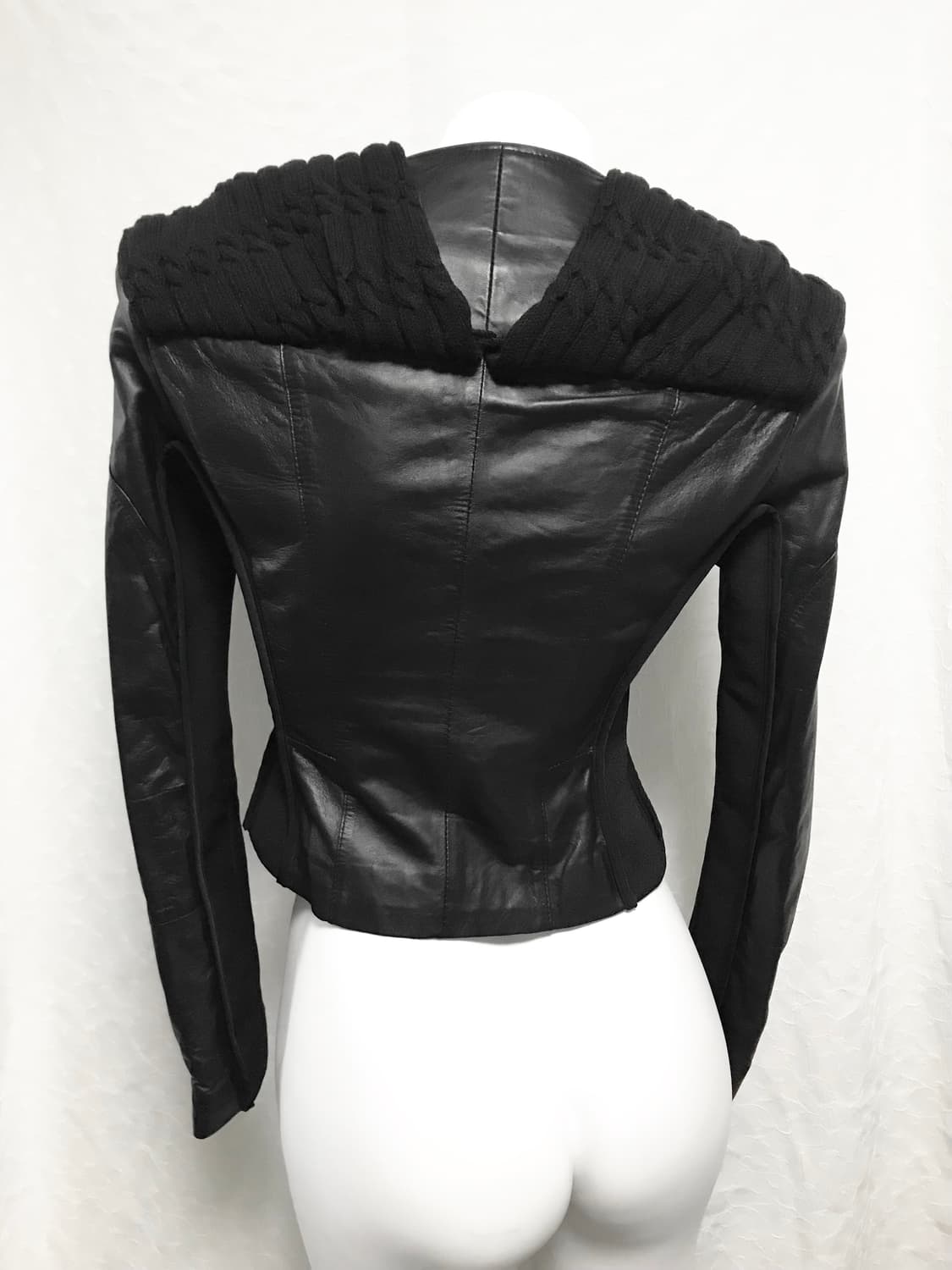 빈티지 아카이브 니트 레이어드 레더 자켓 상품이미지4