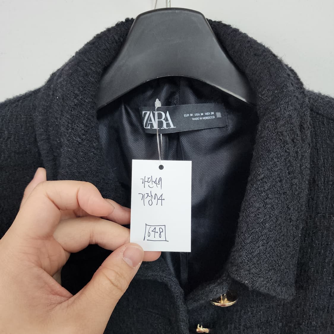 자라 블랙 금장 버튼 트위드 자켓 상품이미지8