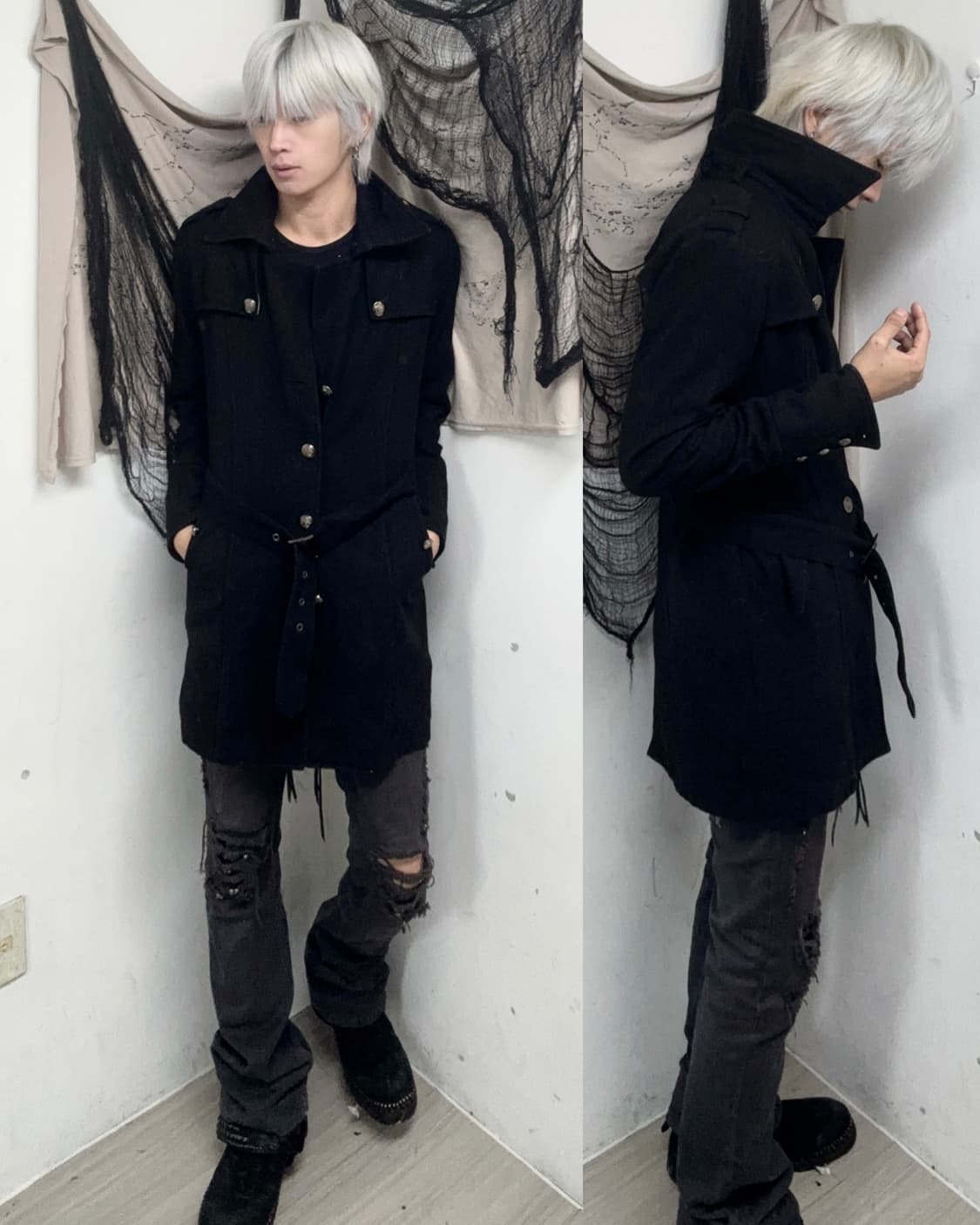 [IN THE ATTIC]Minimal Mood Black Coat 상품이미지1