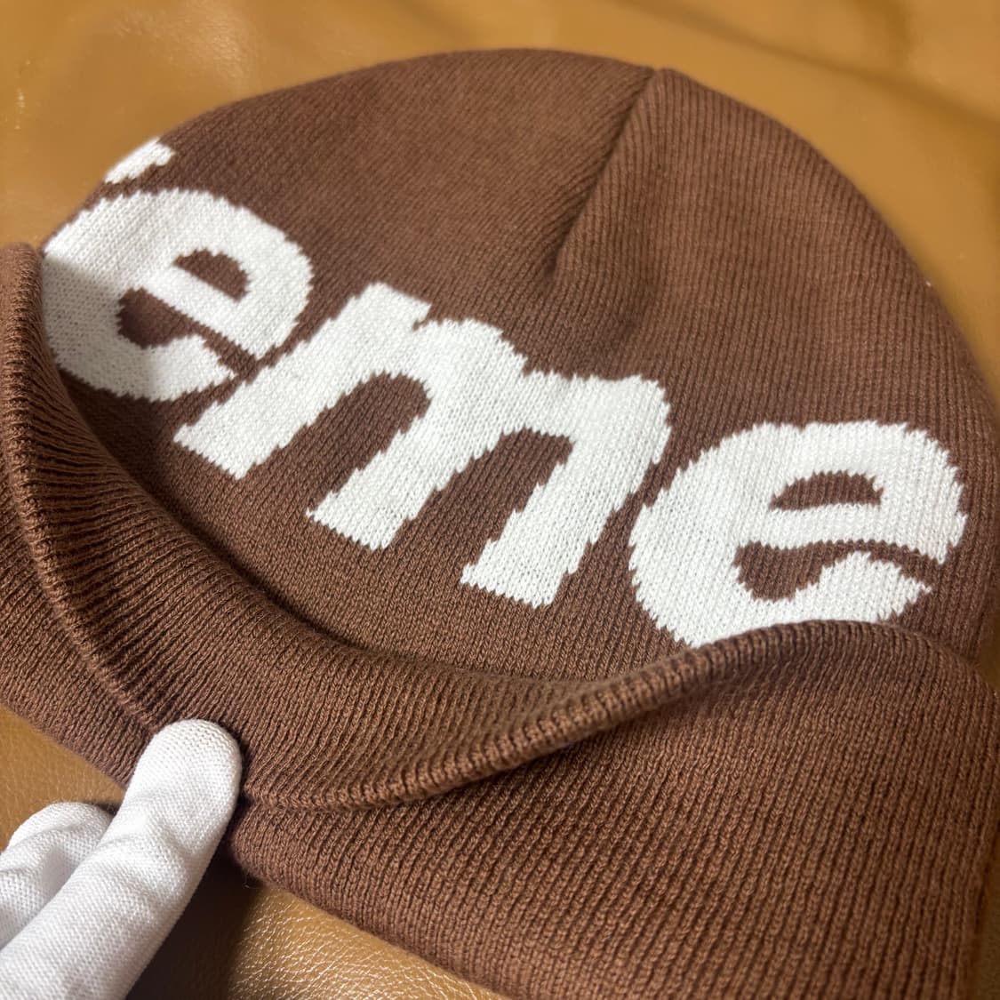 슈프림 비니 모자 빅 로고 브라운 상품이미지3