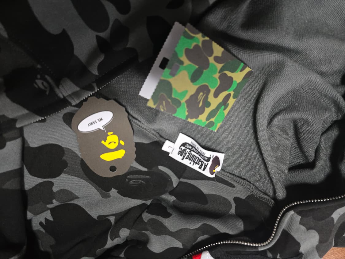 베이프 샤크 후드집업 그레이 카모 L사이즈 상품이미지5