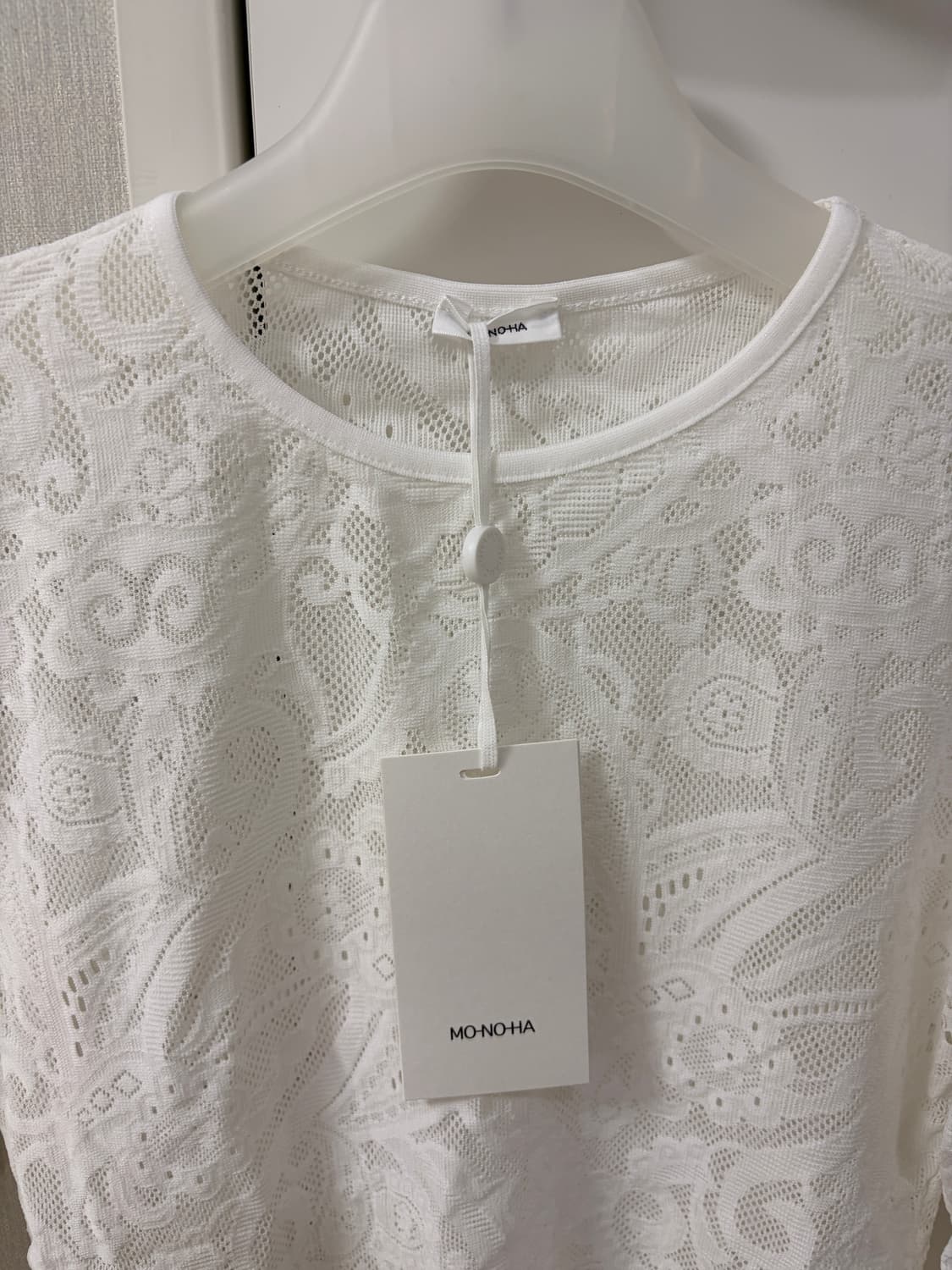 모노하 레이스 롱 슬리브 티셔츠 화이트 상품이미지4