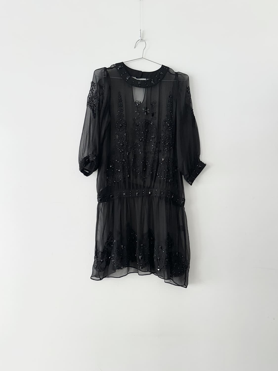 Tunic beads sheer ops / black 상품이미지1