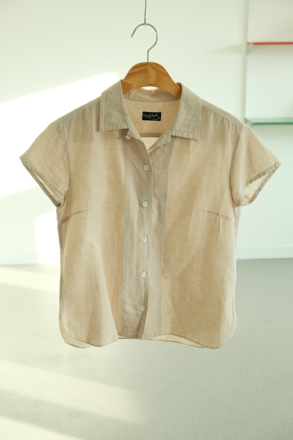 85~90 마가렛호웰 린넨 반팔 블라우스 셔츠 상품이미지1