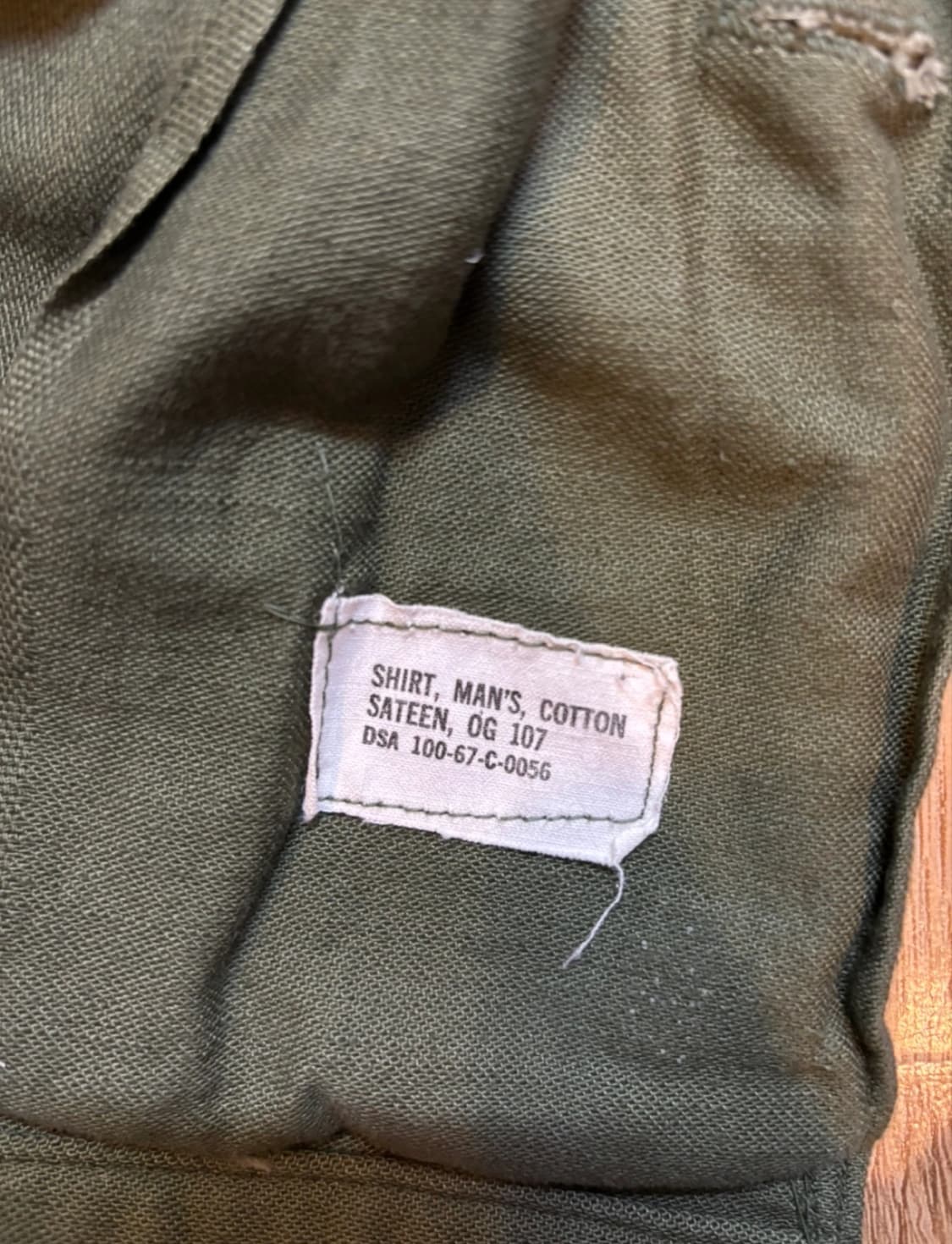 U.S ARMY OG-107 셔츠 베트남전 판매합니다 상품이미지3