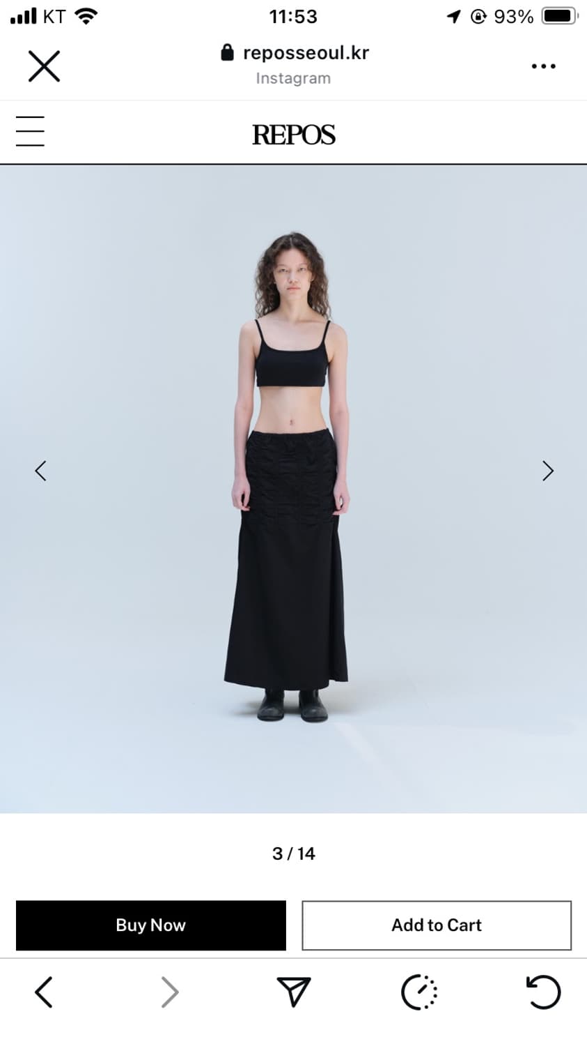 COTTON GATHERING SKIRTS (BLACK) 상품이미지1