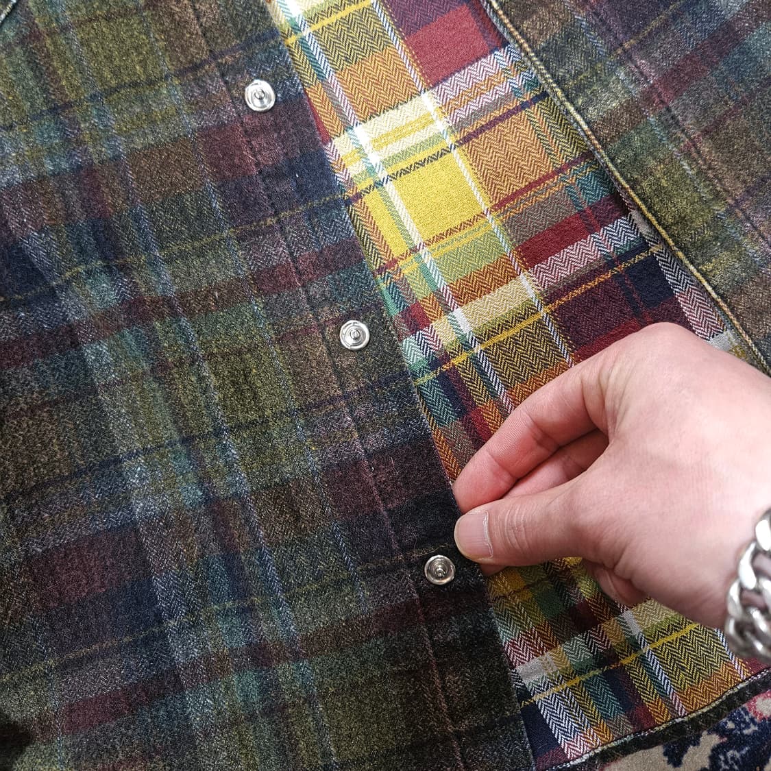 Oil Cake in Japan 빈티지 웨스턴 체크 배색 셔츠 M 상품이미지5