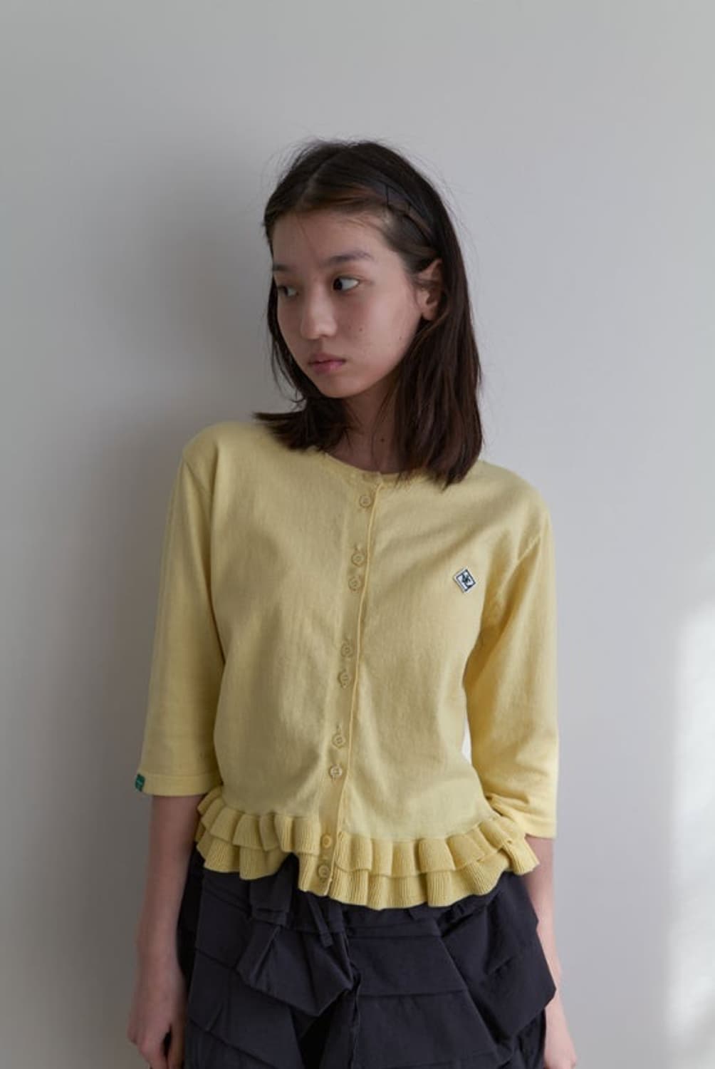 (구함) 노컨텐츠 프릴가디건 노랑 상품이미지1