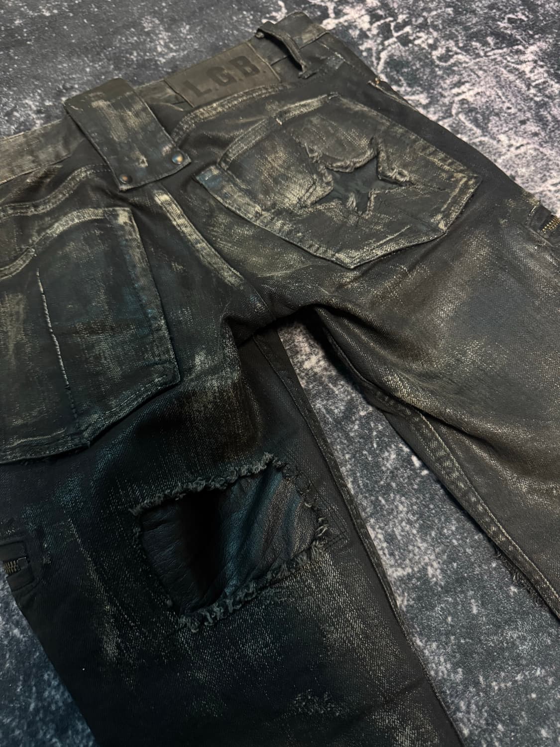 L.G.B. leather cross patch coating denim 상품이미지3