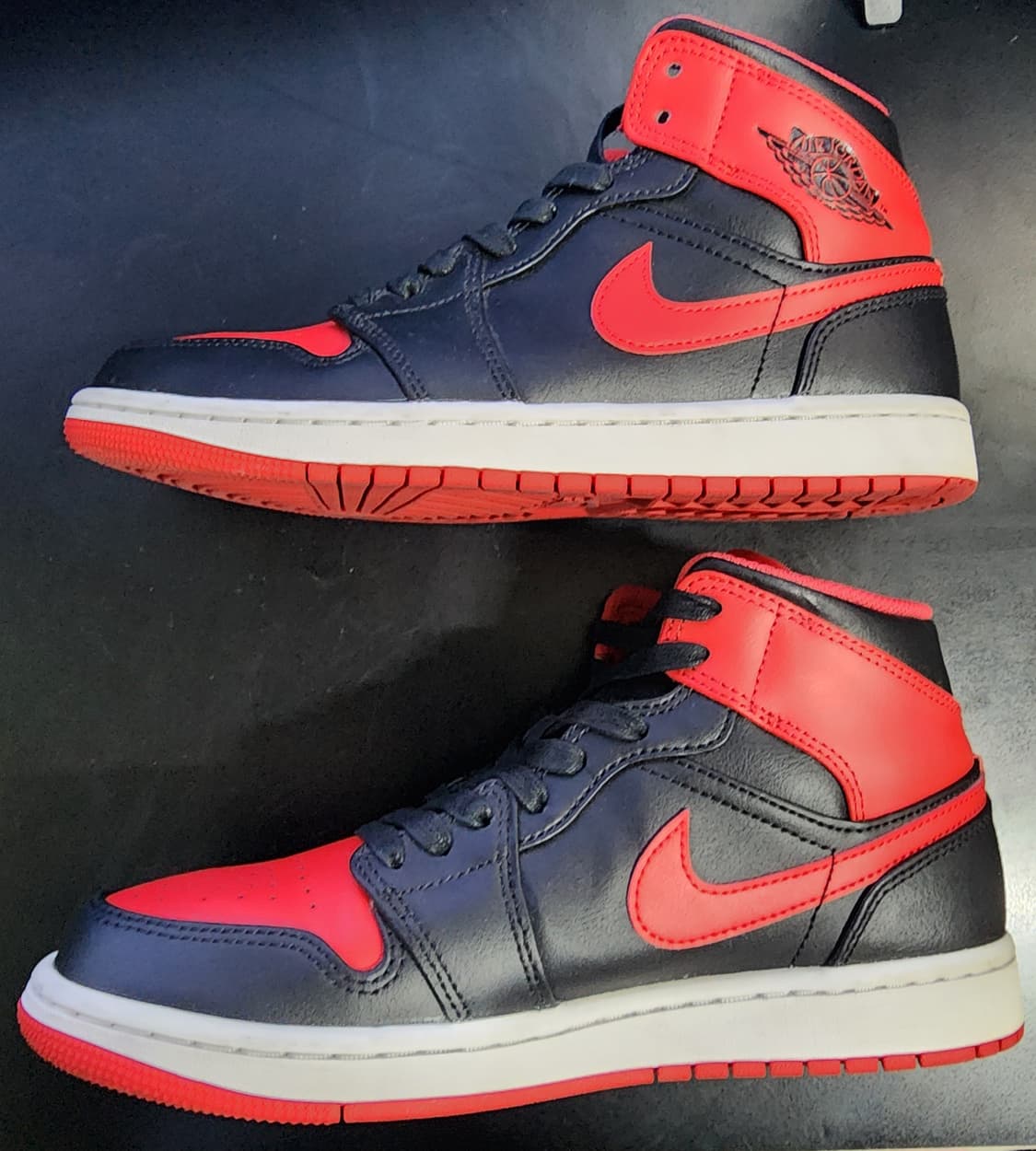 [255] 나이키 조던1 미드 블랙 파이어 레드 상품이미지8