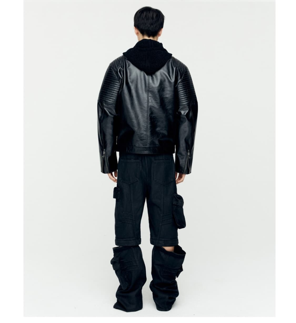 앤더슨벨  체커보드 패치워크 레더 바이커  자켓  상품이미지3