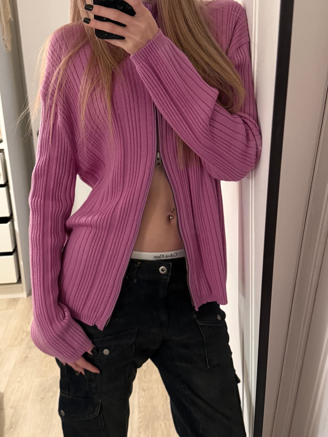 vintage pink knit zipup 상품이미지2