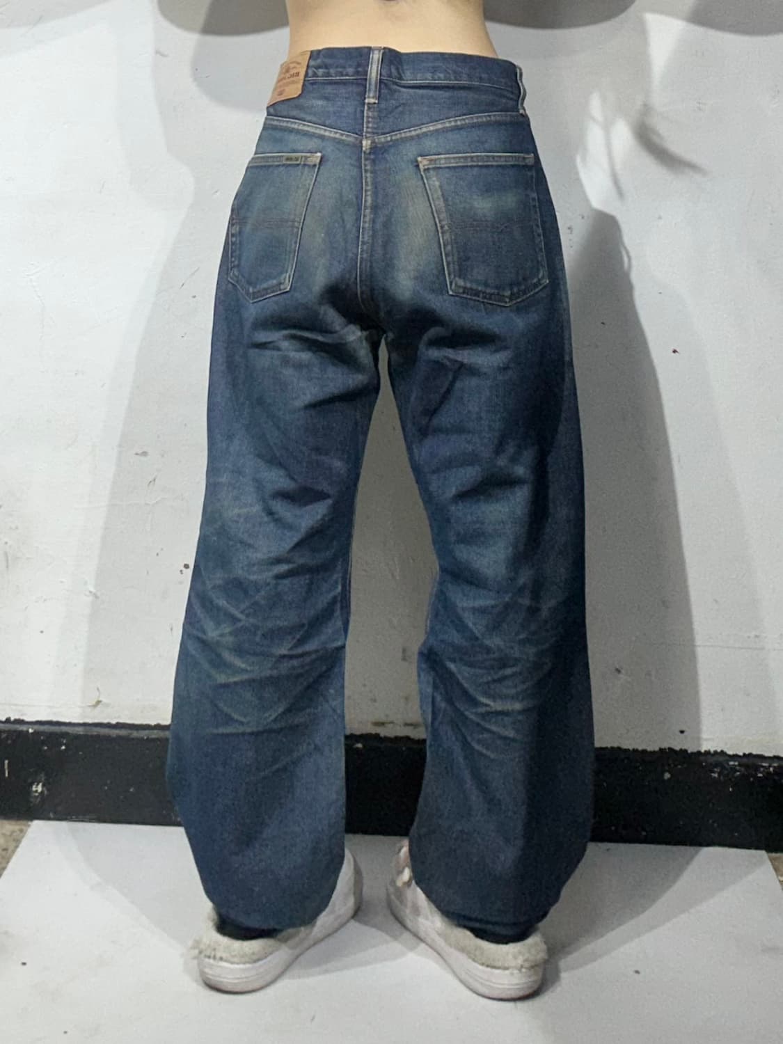 90s 빅 존 진청 와이드 워싱 데님 청바지  상품이미지3
