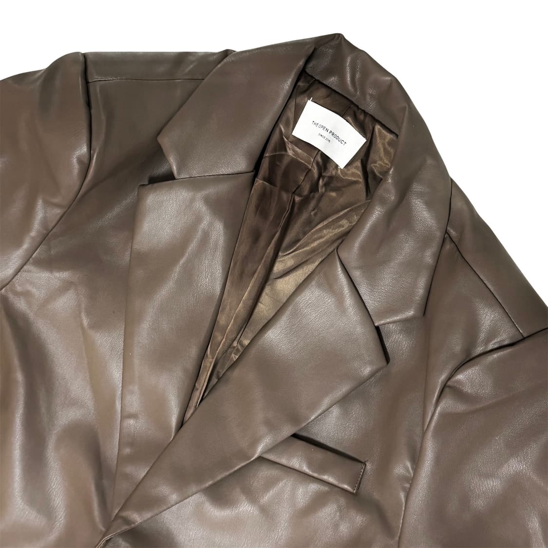 TheOpenProduct 토프브라운 비건레더 자켓 상품이미지2
