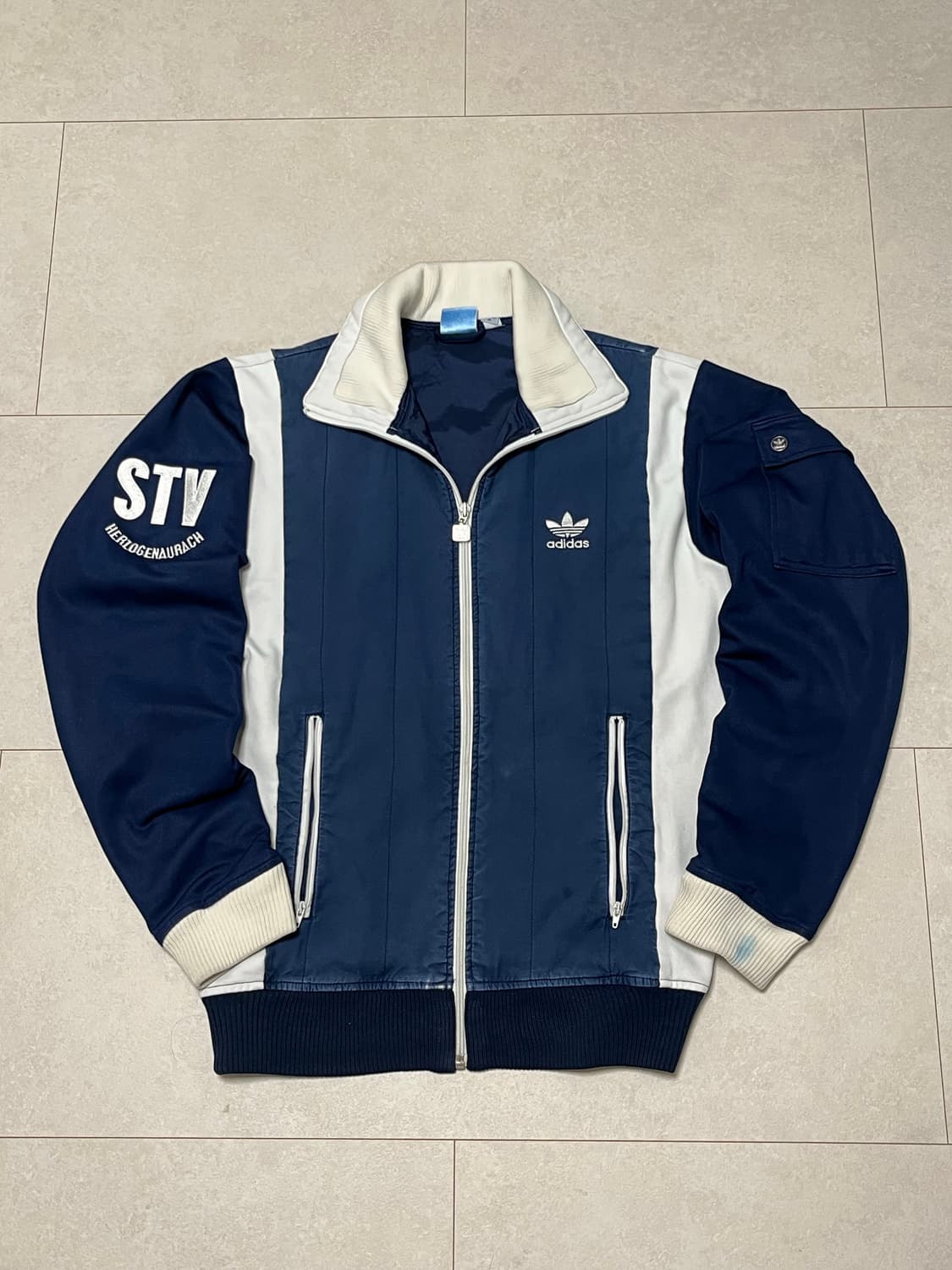 아디다스 해외판 희귀 STV 네이비 화이트 남흰 배색 트랙탑 져지 상품이미지1
