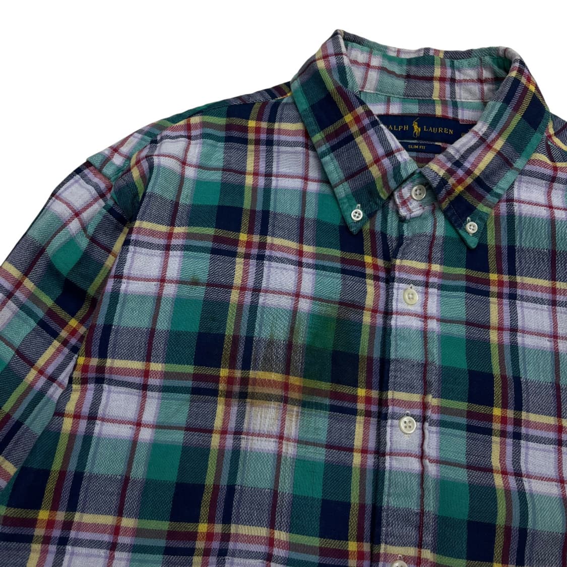 폴로 랄프로렌 네이비포니 타탄체크 린넨 셔츠 XL 상품이미지5