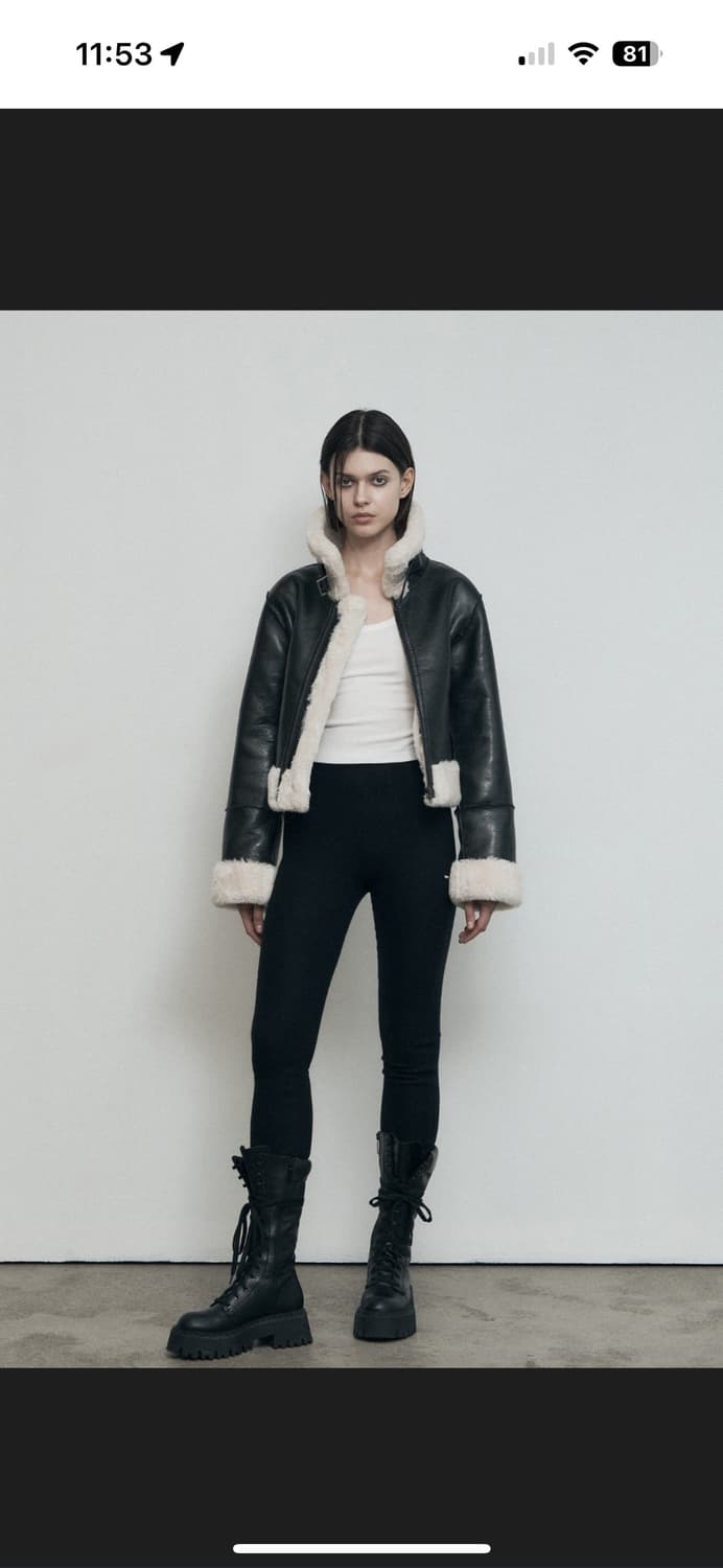 보헤미안서울 슬림핏 시어링 무스탕 블랙 상품이미지7