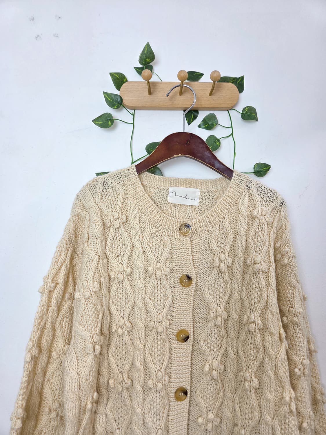 자수 폼폼이 울 가디건 상품이미지2