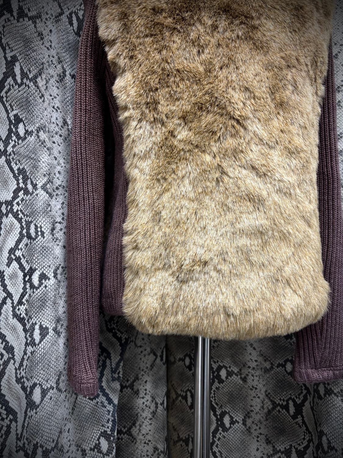 [Y2K]Brown Fur Trimming Knit Zip Up 상품이미지6